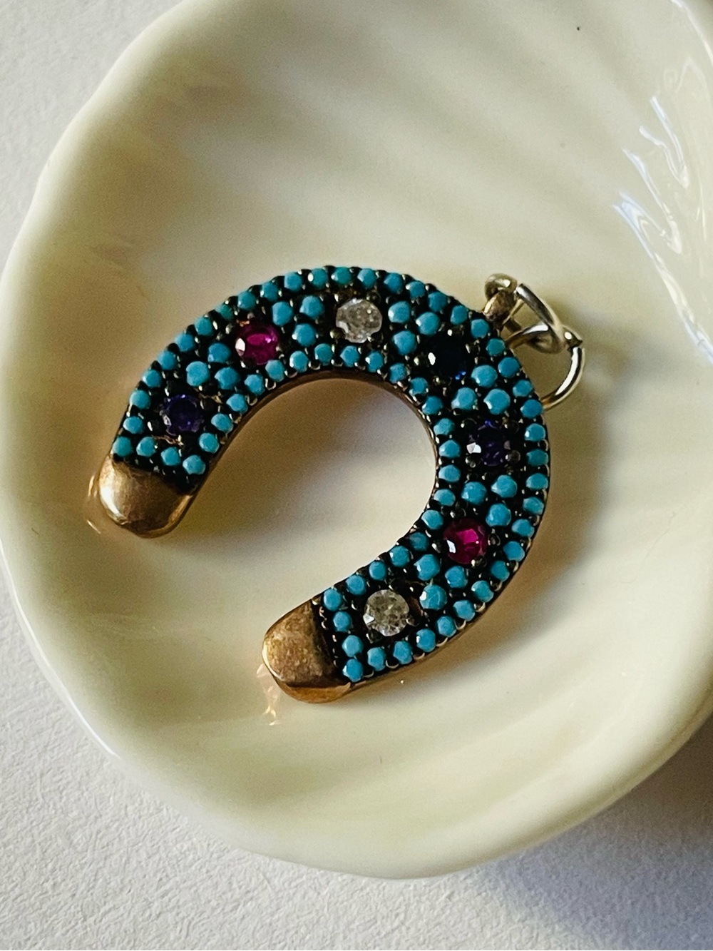 Turquoise & Multicolor Horseshoe Pendant or Charm